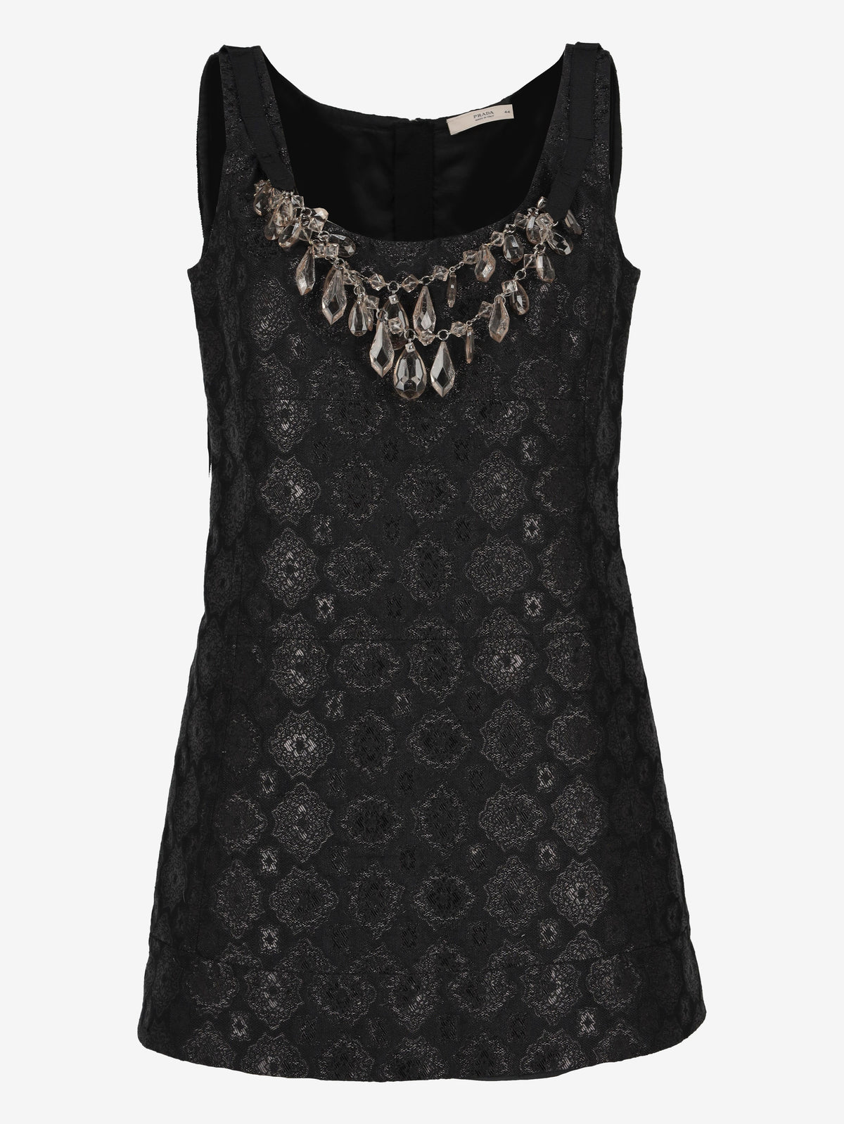 Prada Sleeveless Dress with Crystal Necklace Detail W22070605  Prada 