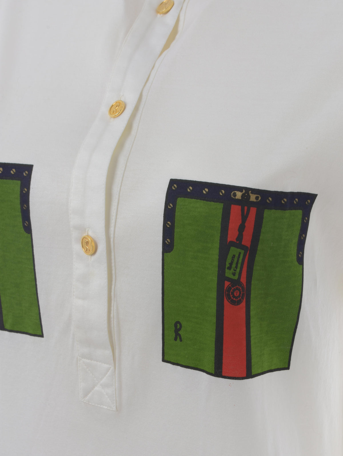 Roberta Di Camerino White Polo Shirt With Printed Pocket W130524.8  Roberta di Camerino 