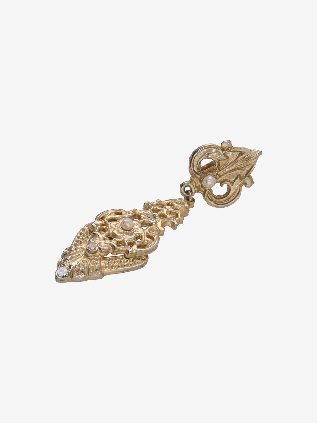 Vintage Baroque-Style Textured Long Pendant Earrings W13426.45  Vintage 