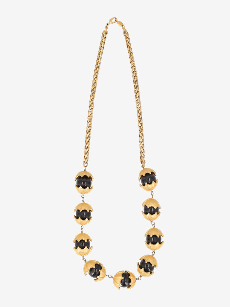 Vintage Gold-Tone & Black Orb Necklace W13426.127  Vintage 