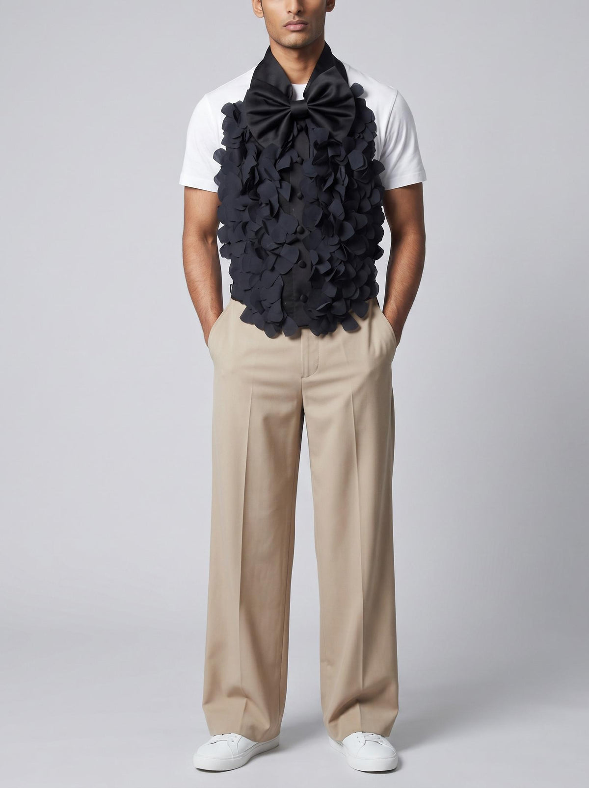 Emporio Armani Layered Petal-Texture Tuxedo Accessory W27526.10  Emporio Armani 
