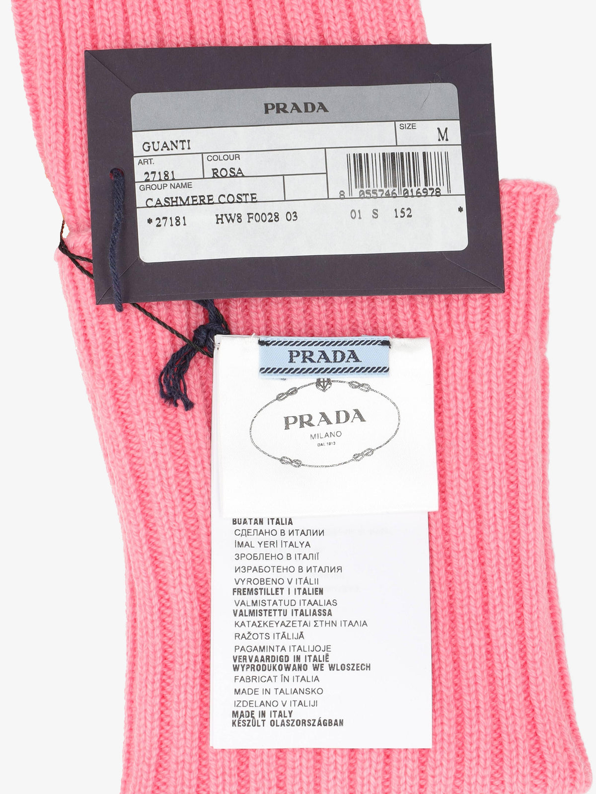Prada Pink Wool Long Gloves