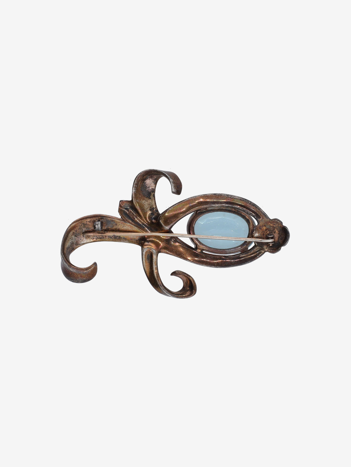 Vintage Baroque Scroll Brooch with Aquamarine Stone WCV13032025.48.15  Vintage 