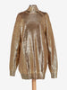 Gianfranco Ferré Gold Laminated Knit Turtleneck with Asymmetric Zip - 1993 W2511.129  Gianfranco Ferré 