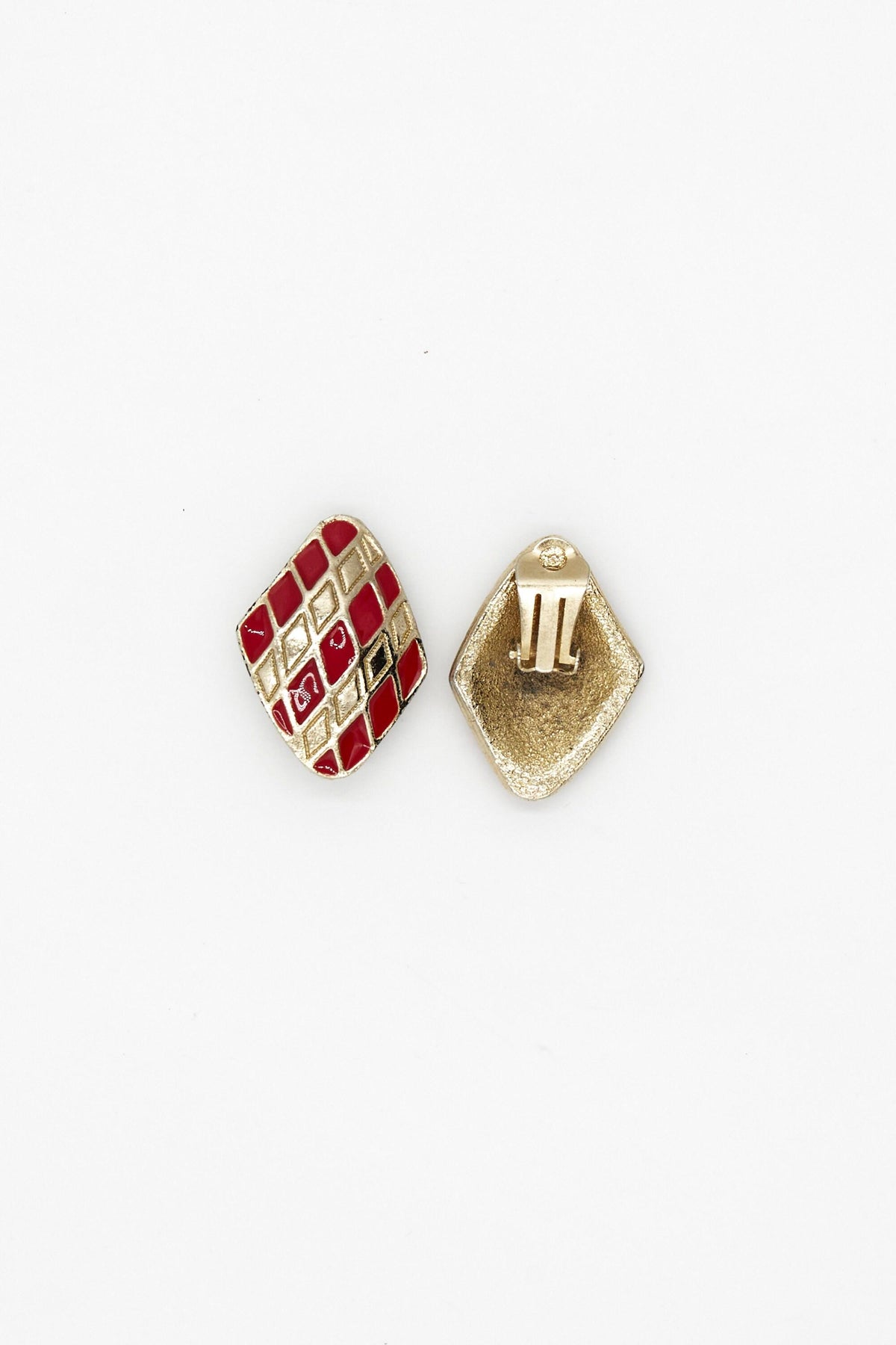 Vintage 70s Rhomboid Clip-on Earrings W2202222  Vintage 