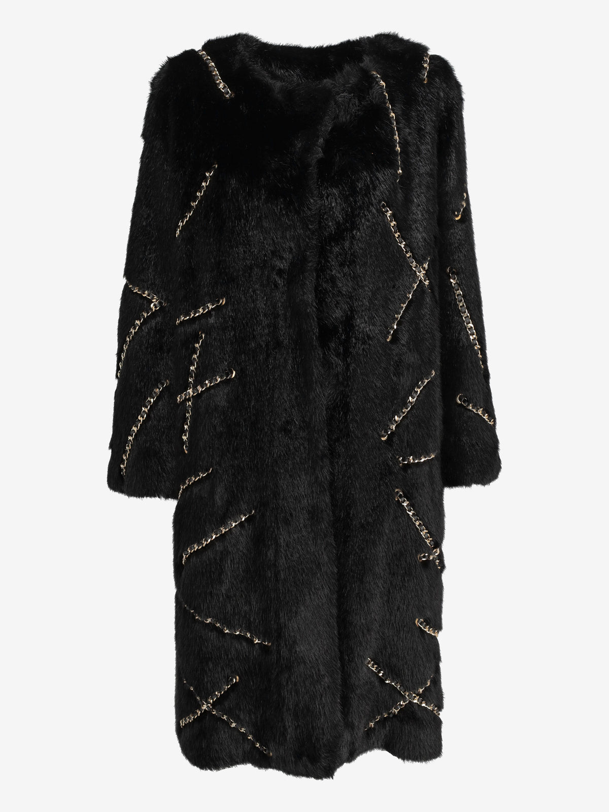 Moschino Couture Chain Linked Coat in Faux Fur CVM26.6.35  Moschino Couture 