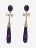 Vintage Bow-Linked Drop Earrings with Purple Teardrop Pendant W13426.28  Vintage 
