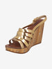 Miu Miu Gold Strappy Bamboo Platform Wedge Sandals W22061012  Miu Miu 