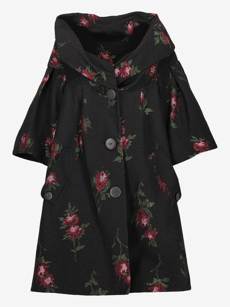 Kenzo Floral Wool-Blend Coat with Voluminous Collar W27526.29  Kenzo 