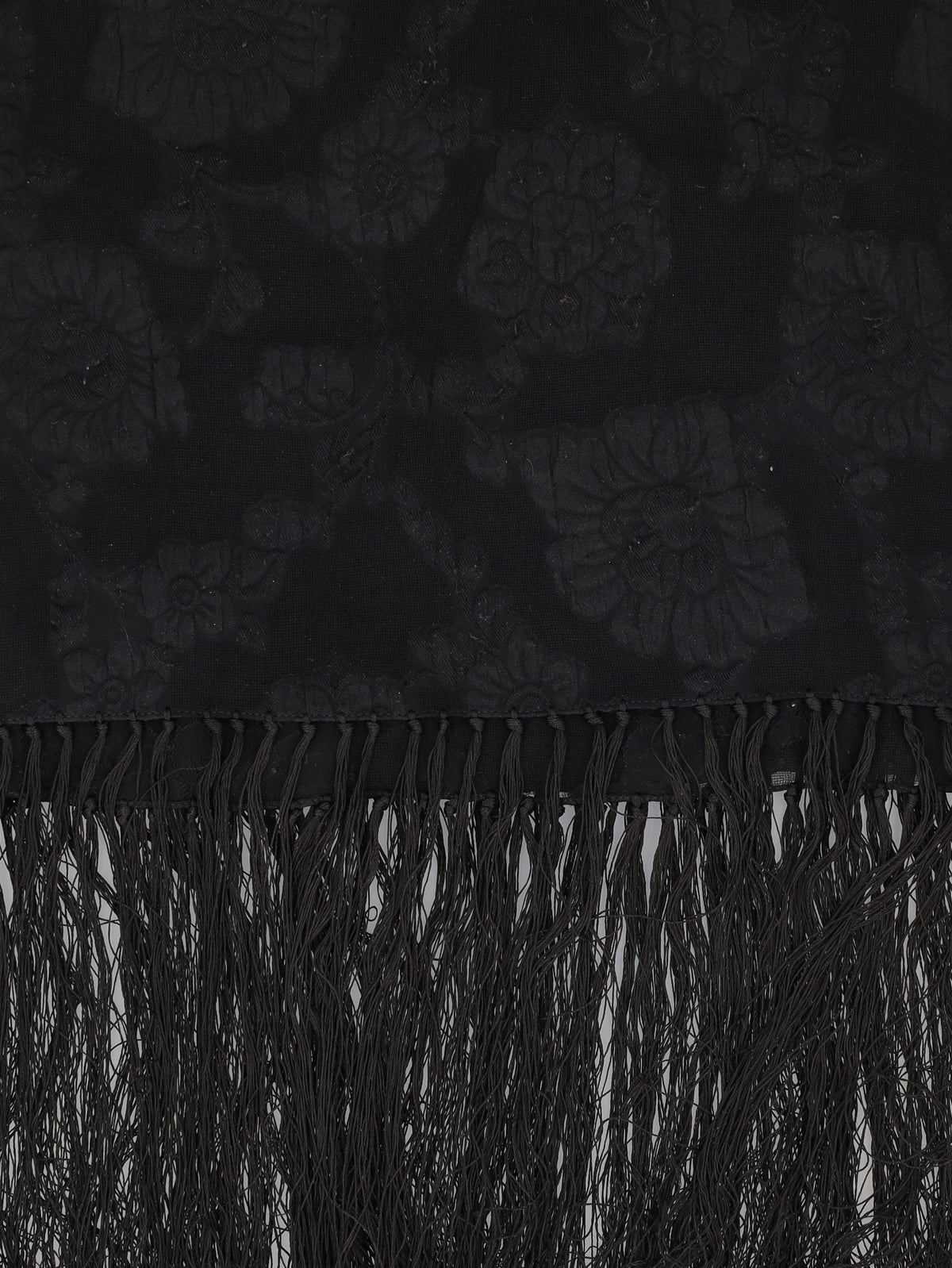 Vintage Floral Embroidered Black Shawl W27526.55  Vintage 