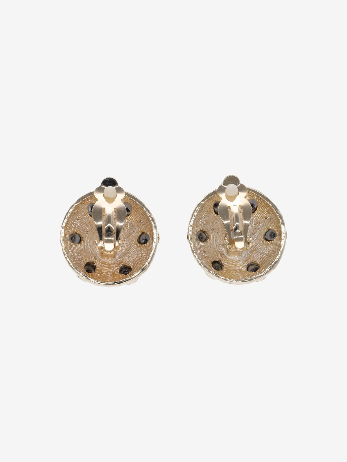 Vintage Round Earrings with Red Center Gemstone W13426.46  Vintage 