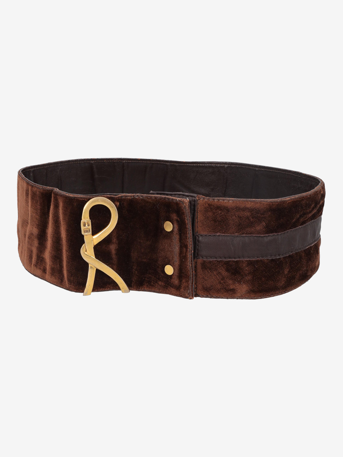 Roberta di Camerino Logo Belt in Leather and Velvet-Effect Fabric W27526.134  Roberta di Camerino 