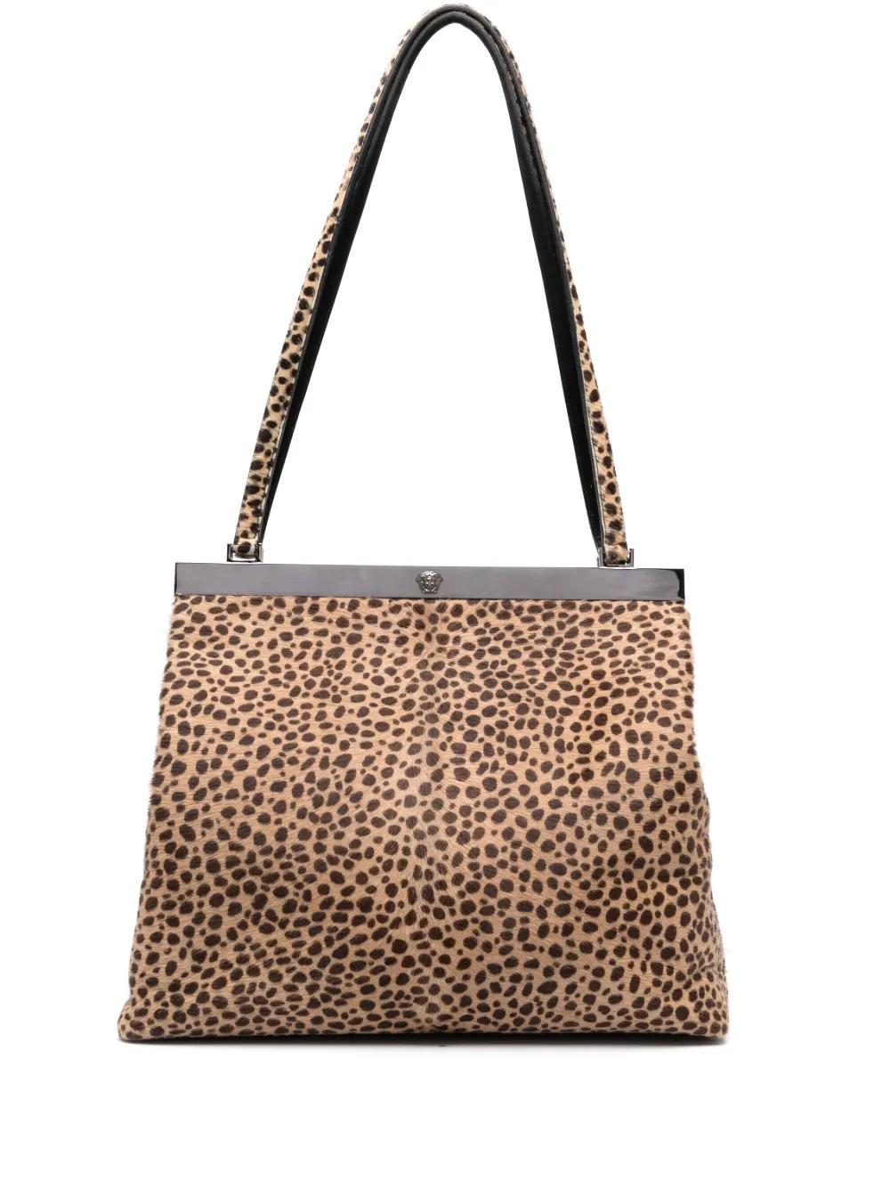 Vintage Versace Leopard-Print Pony Hair Shoulder Bag WCV221104170  Gianni Versace 