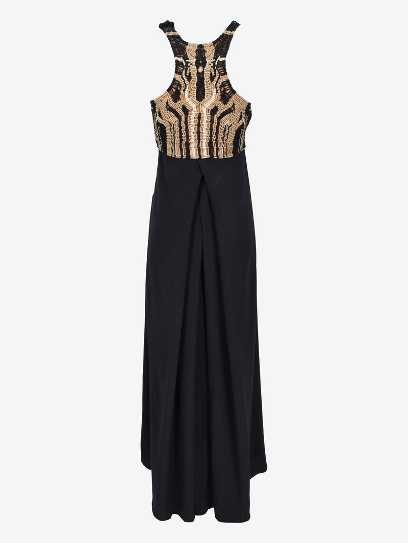 Diane von Furstenberg Long Dress with Silk Skirt and Crochet Bodice W7426.39  Diane Von Furstenberg 