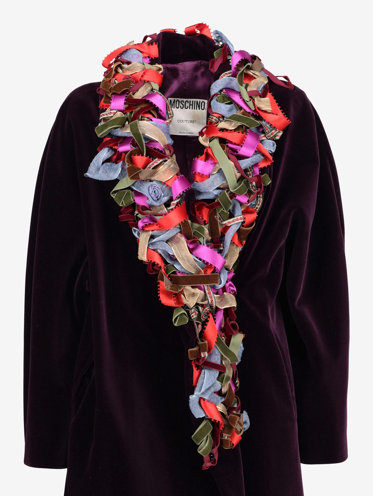 Moschino Open-Front Purple Coat with Twisted Neckline Detail W27526.172  Moschino 