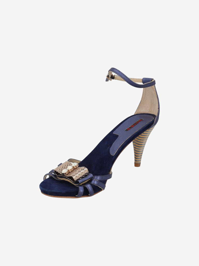 Vintage Navy Suede Embellished Sandals WCV130123  Vintage 