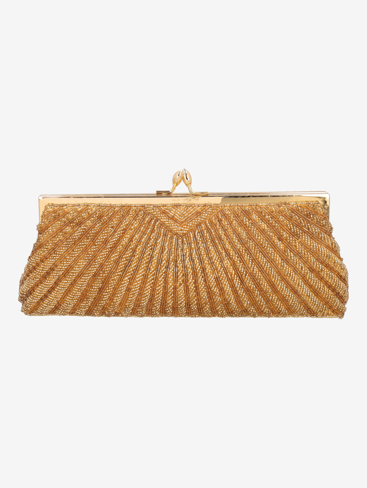 Vintage Golden Beaded Clutch Bag W150626.42  Vintage 