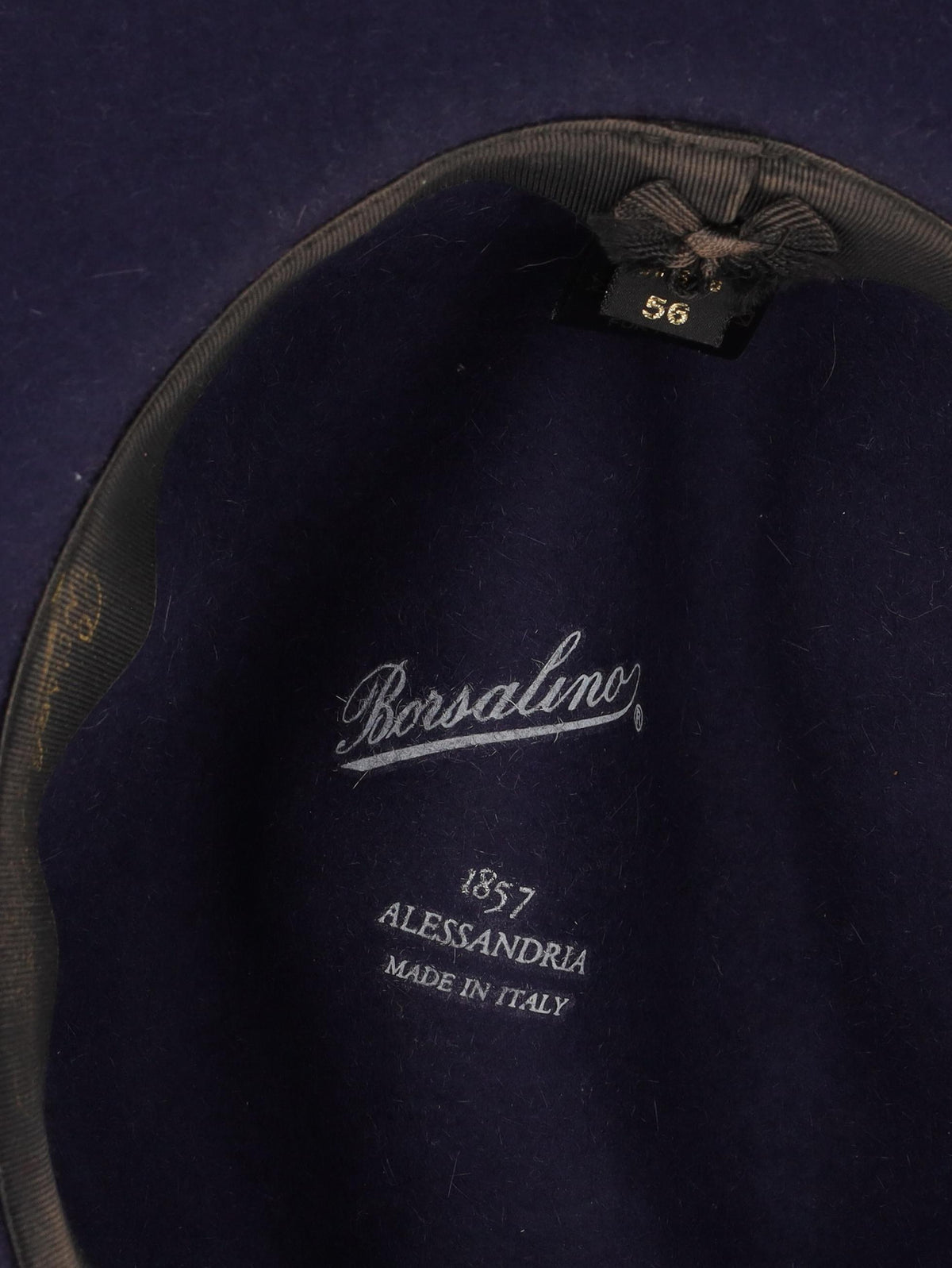 Borsalino Wide-Brim Fedora Hat with Burgundy Grosgrain Ribbon W27526.151  Borsalino 