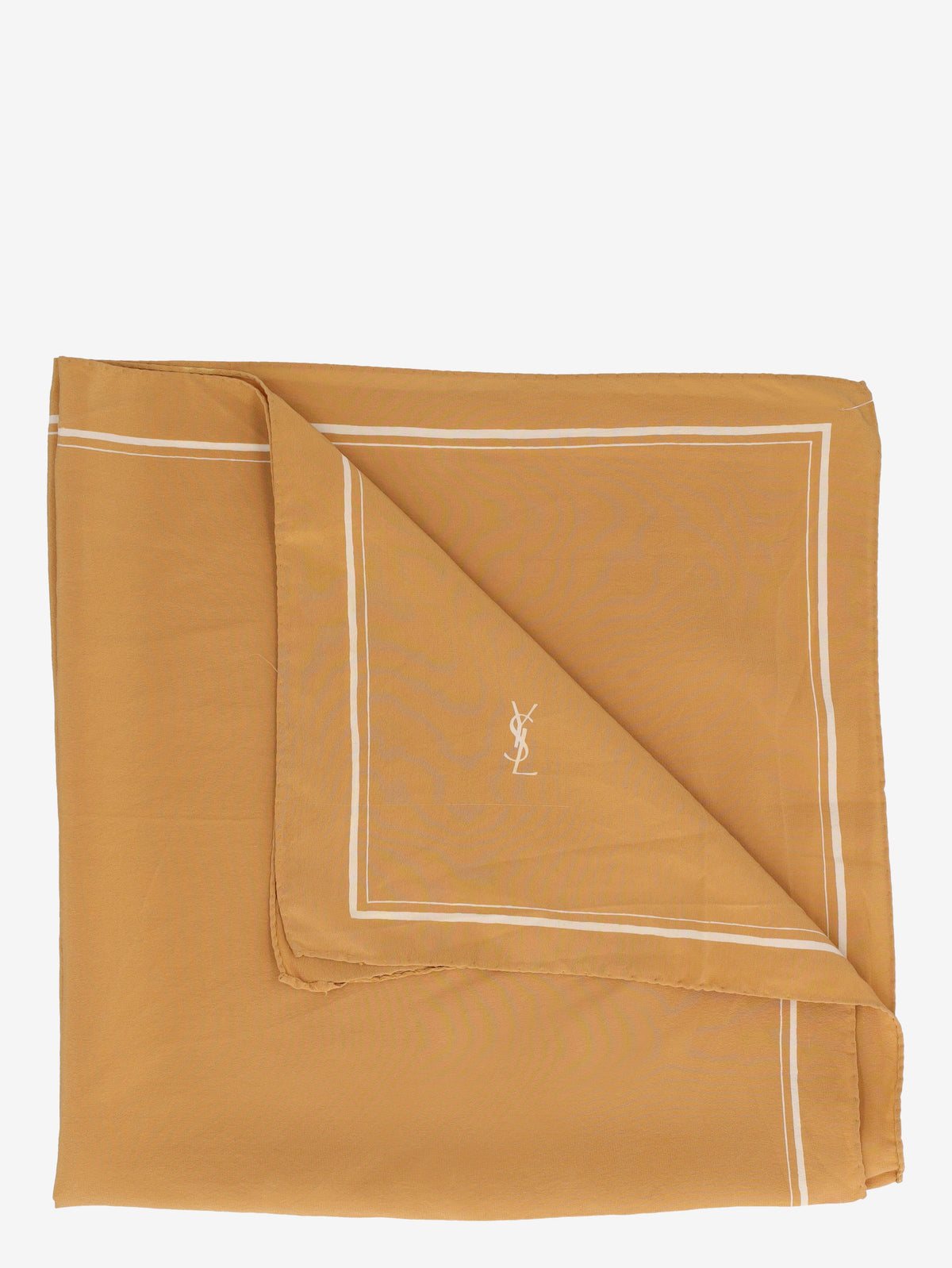 Yves Saint Laurent Beige Square Scarf with Logo Border W150626.31  Yves Saint Laurent 