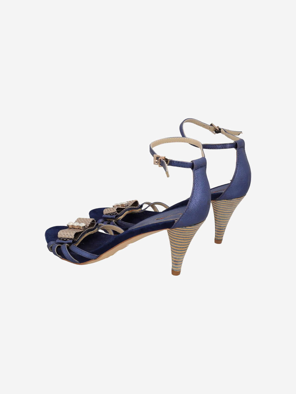 Vintage Navy Suede Embellished Sandals WCV130123  Vintage 