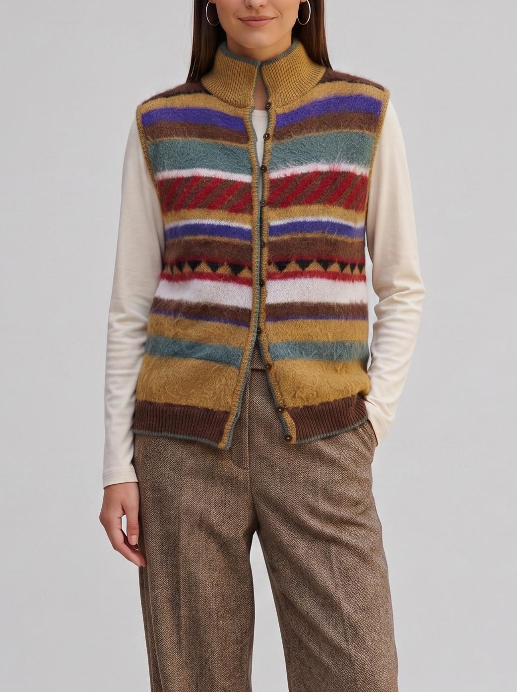 Enrico Coveri Multicolored Striped Sweater Vest MR241025.10  Enrico Coveri 