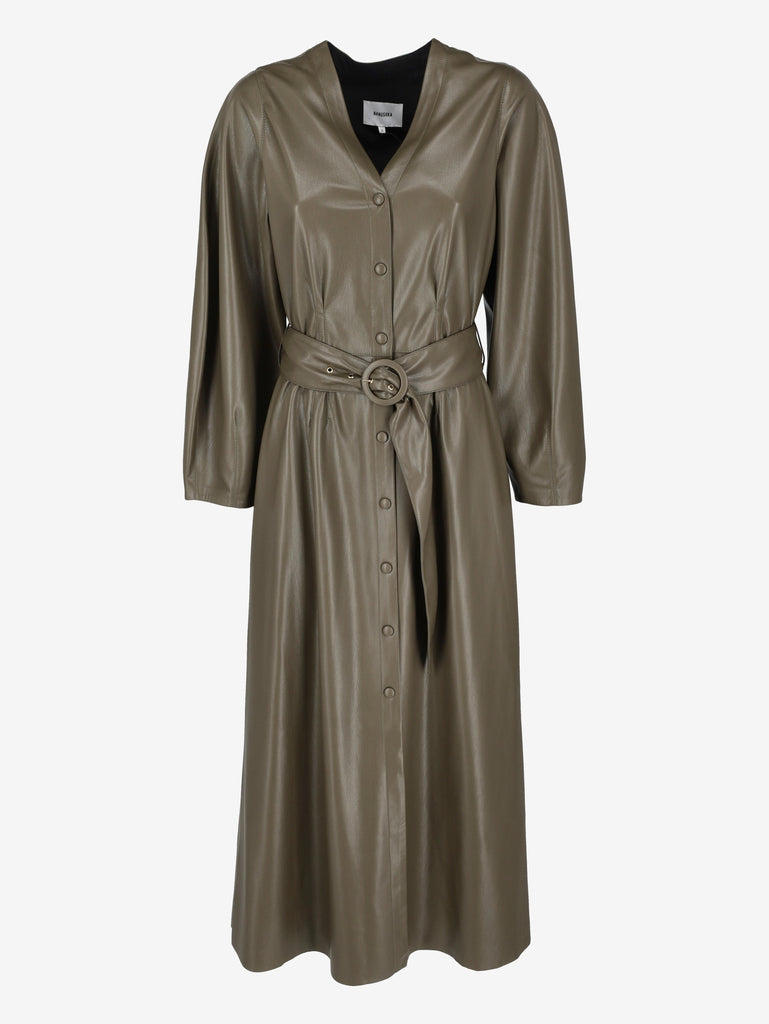 Vintage Soft Faux Leather Dress with Belted Waist W7426.37  Nanushka 
