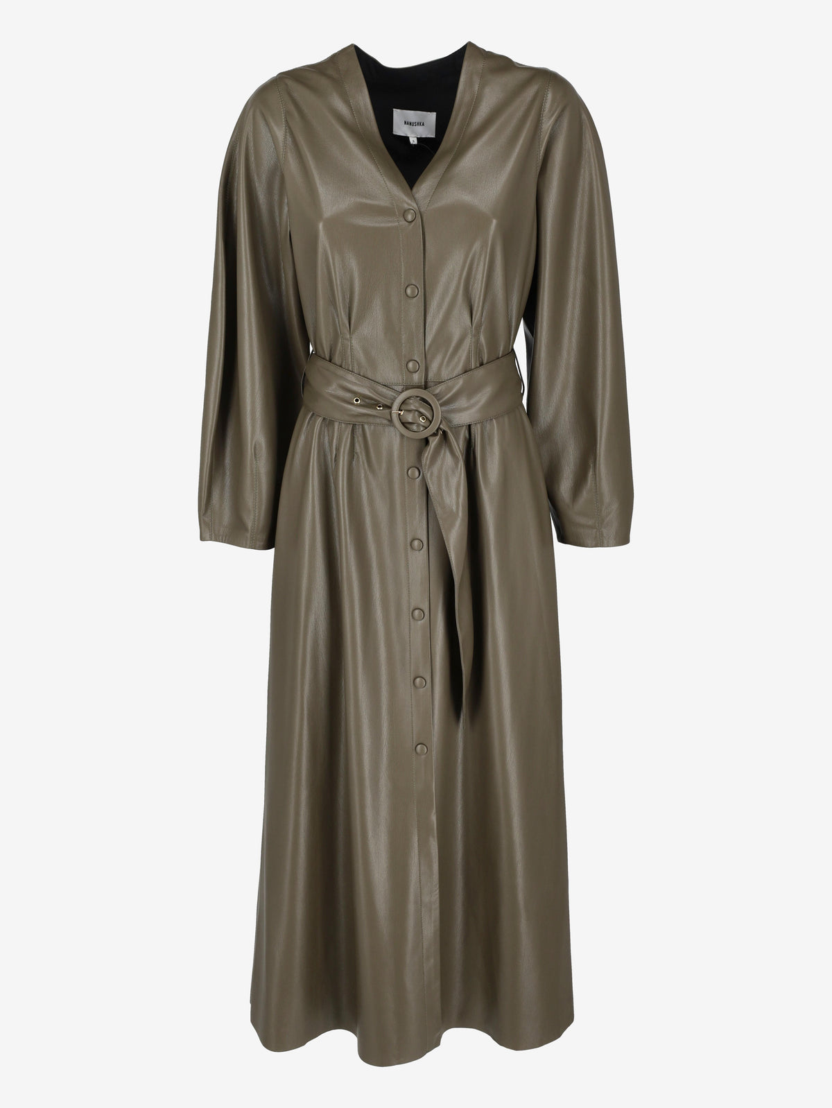 Vintage Soft Faux Leather Dress with Belted Waist W7426.37  Nanushka 