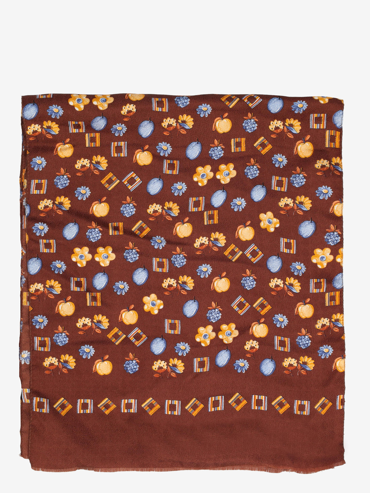 Vintage Fruit & Geometric Print Scarf W27526.78  Vintage 