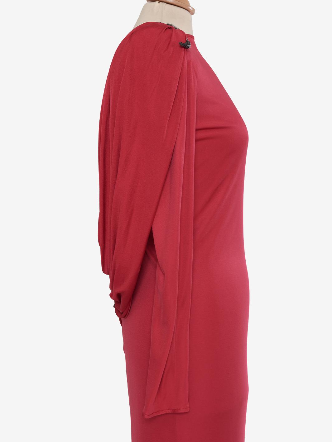 Valentino Boutique Dress with drape and silver leaf embroidery - '80s AR002  Valentino 
