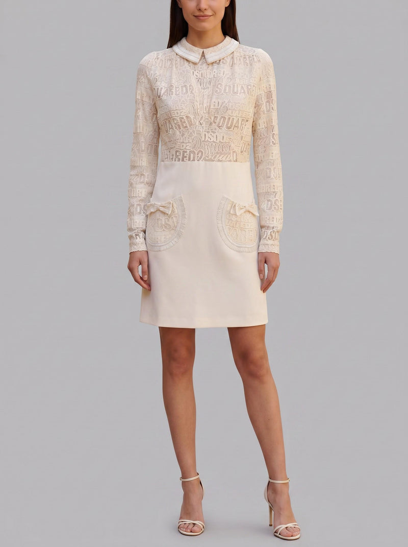 Dsquared2 Logo Lace Mini Dress with Peter Pan Collar CVM26.23.96  Dsquared² 
