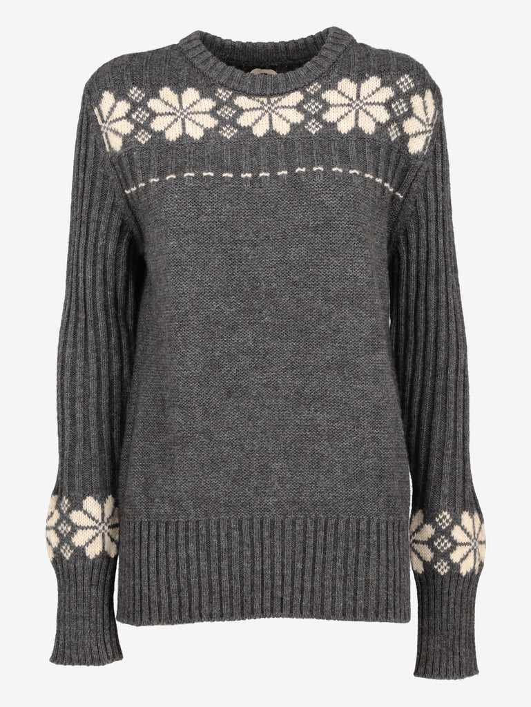 Yohji Yamamoto Coming Soon collection Knitted Wool Sweater with Floral Design BR261025.86  Yohji Yamamoto 