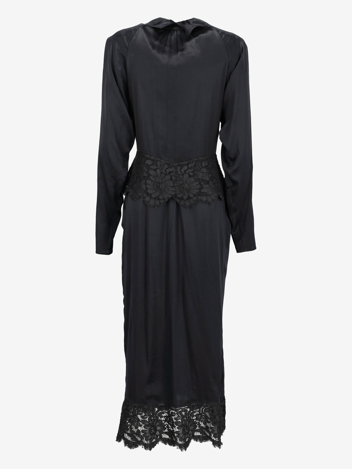Fendi Black Silk Shirt Dress with Lace Detail W27526.17  Fendi 