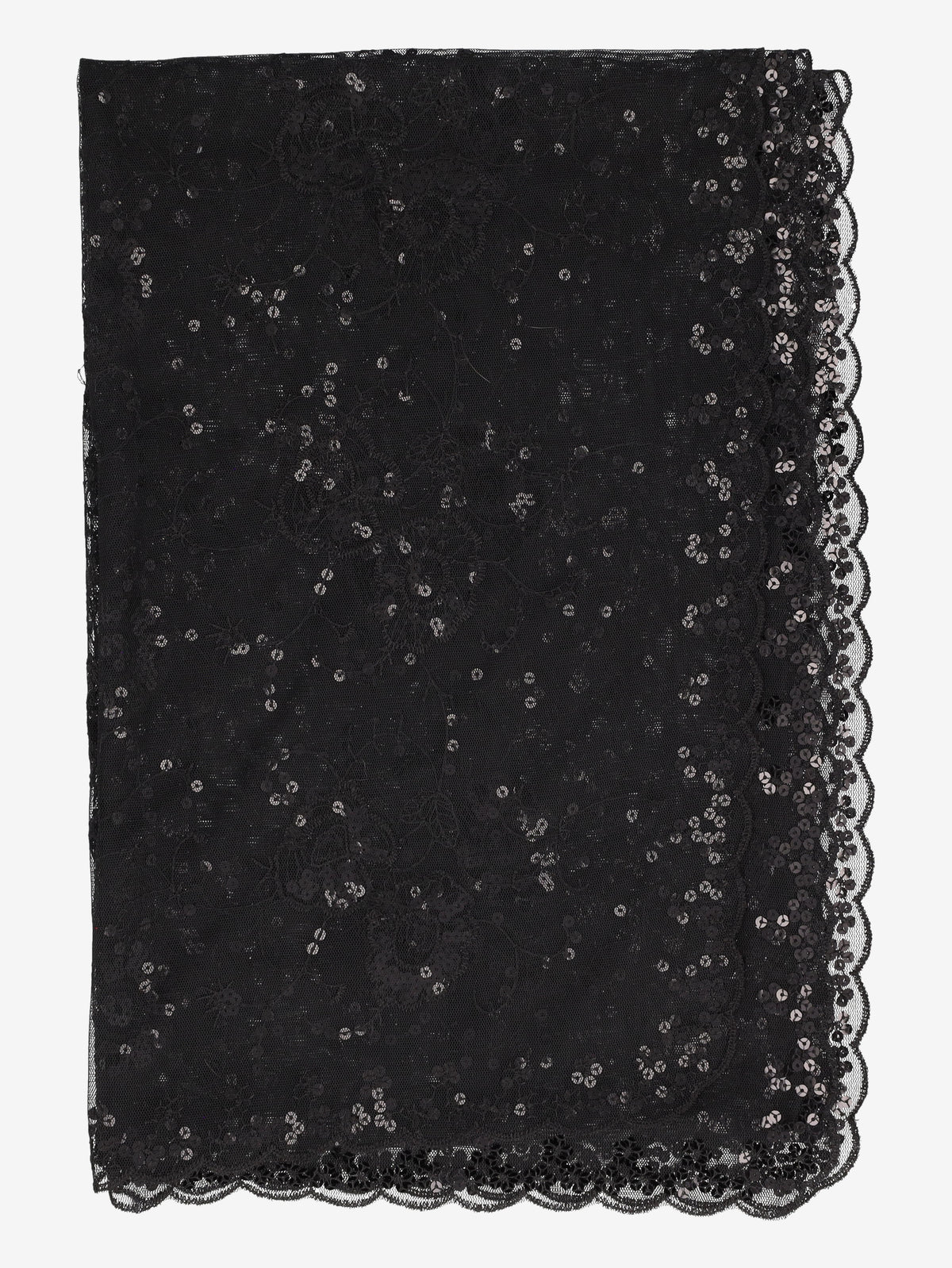 Vintage Sheer Tulle Scarf with Sequin Embroidery W27526.54  Vintage 