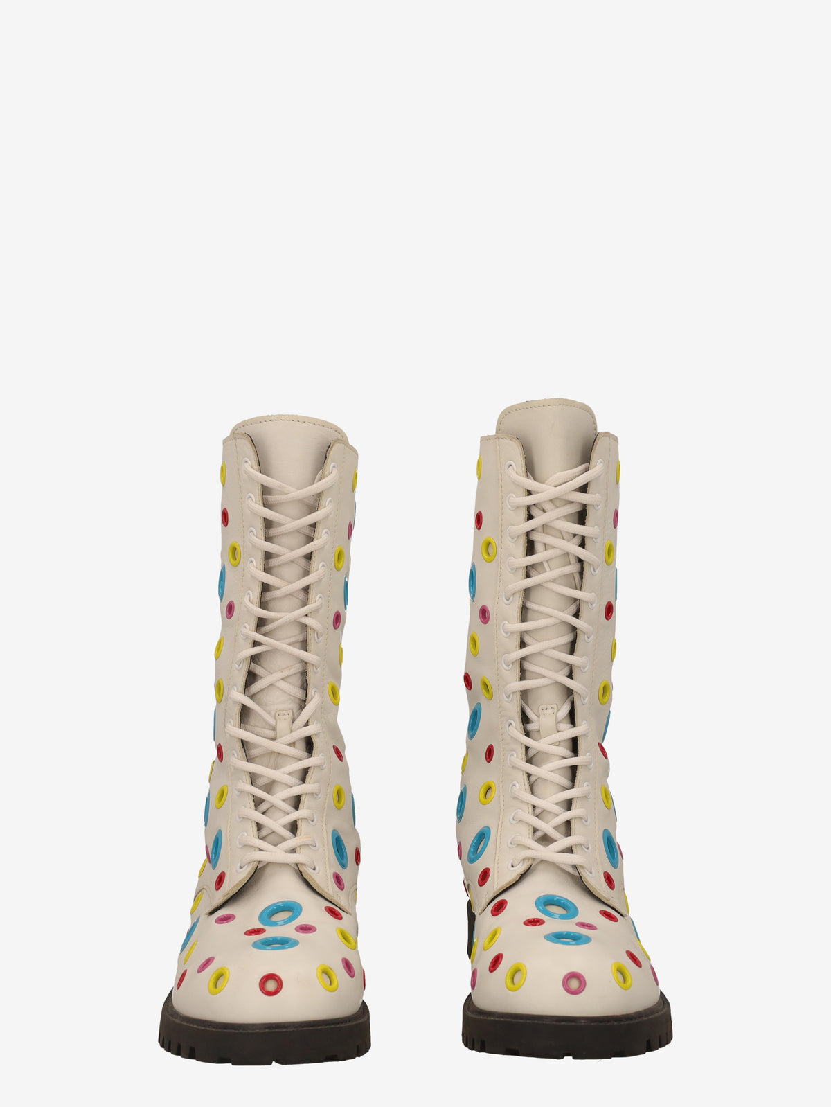 Moschino Combat Boots in White Leather WCV250821.05  Moschino 