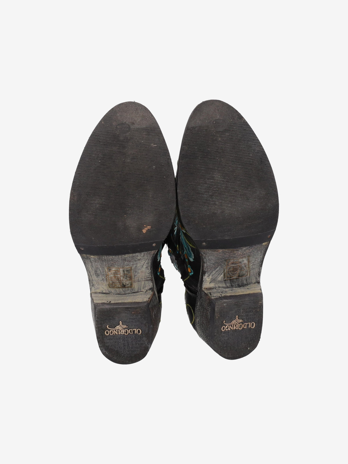 Cowboy Ankle Boots in Black Leather with Embroidered Flowers W7426.64  Vintage 