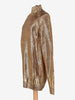 Gianfranco Ferré Gold Laminated Knit Turtleneck with Asymmetric Zip - 1993 W2511.129  Gianfranco Ferré 
