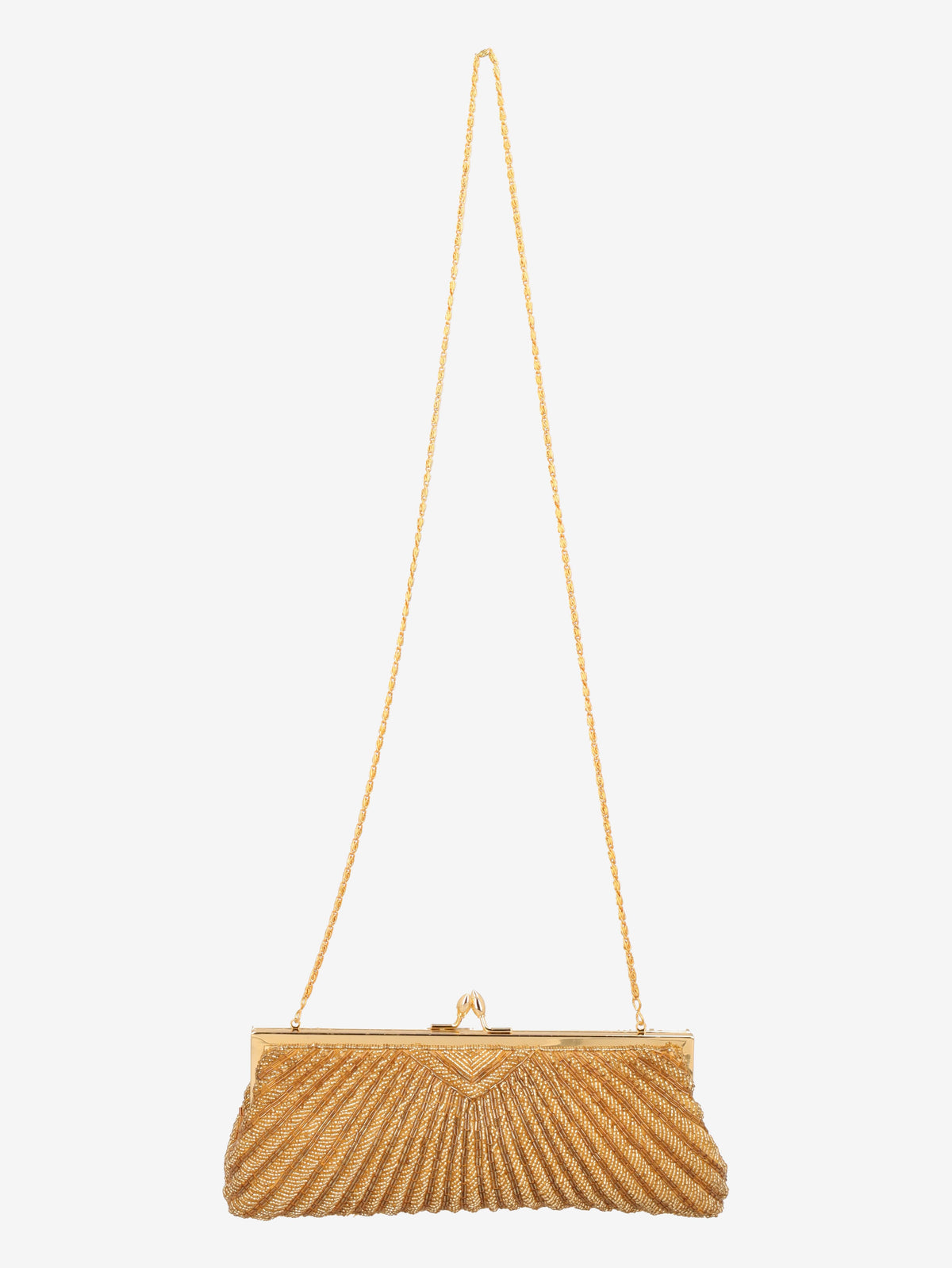 Vintage Golden Beaded Clutch Bag W150626.42  Vintage 