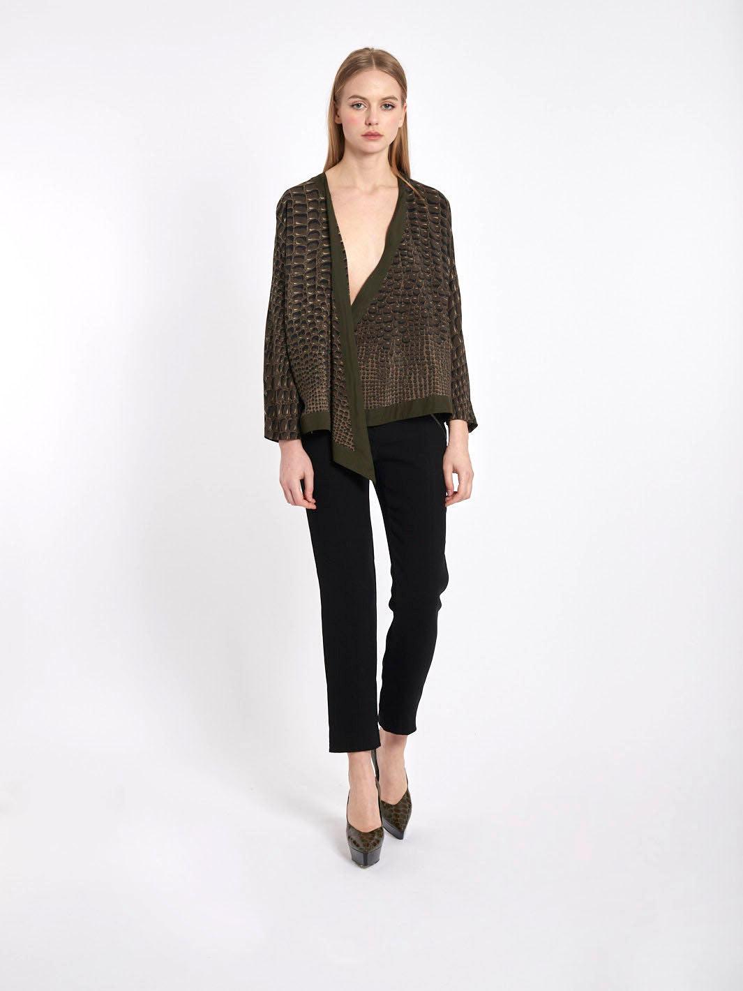 1980s Genny silk tunic with crocodile print