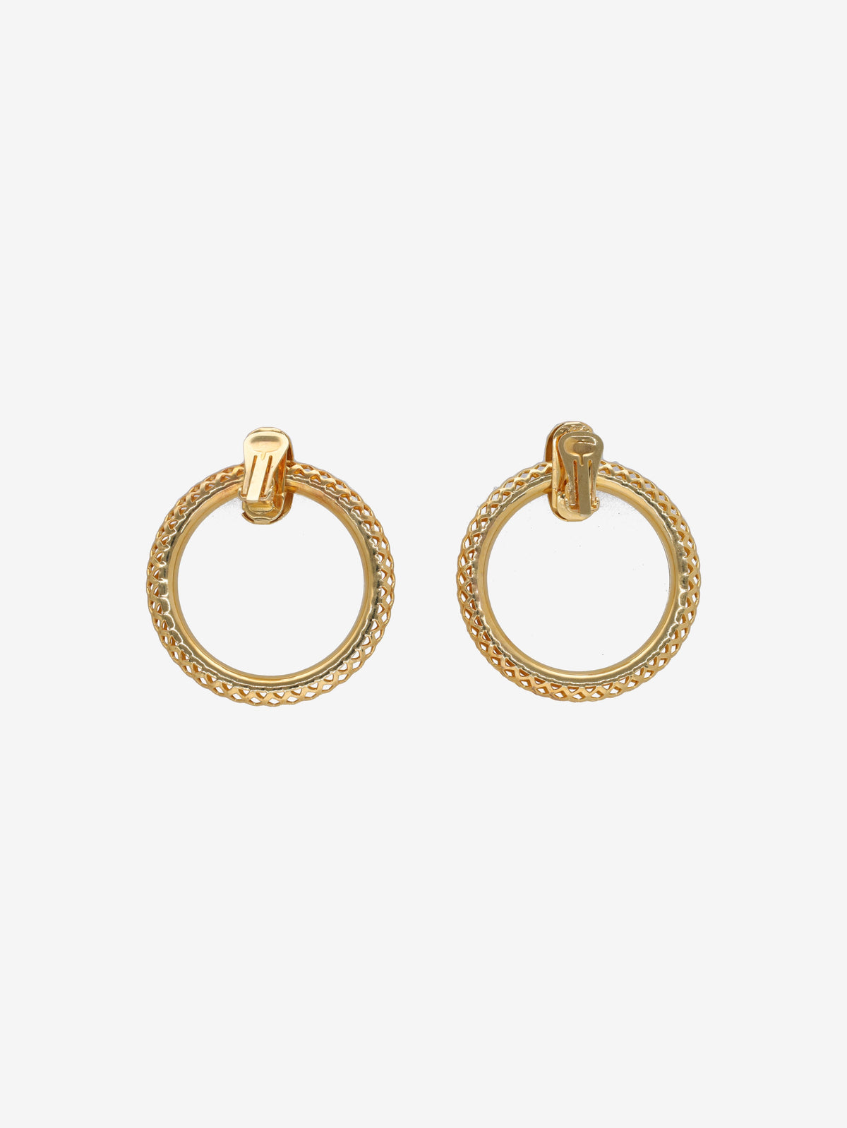 Vintage Gold-Tone Hoop Clip-On Earrings W13426.13  Vintage 