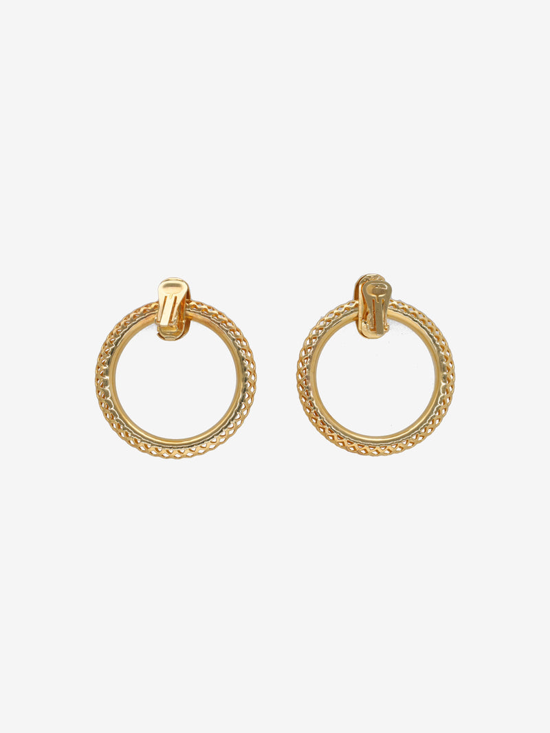 Vintage Gold-Tone Hoop Clip-On Earrings W13426.13  Vintage 
