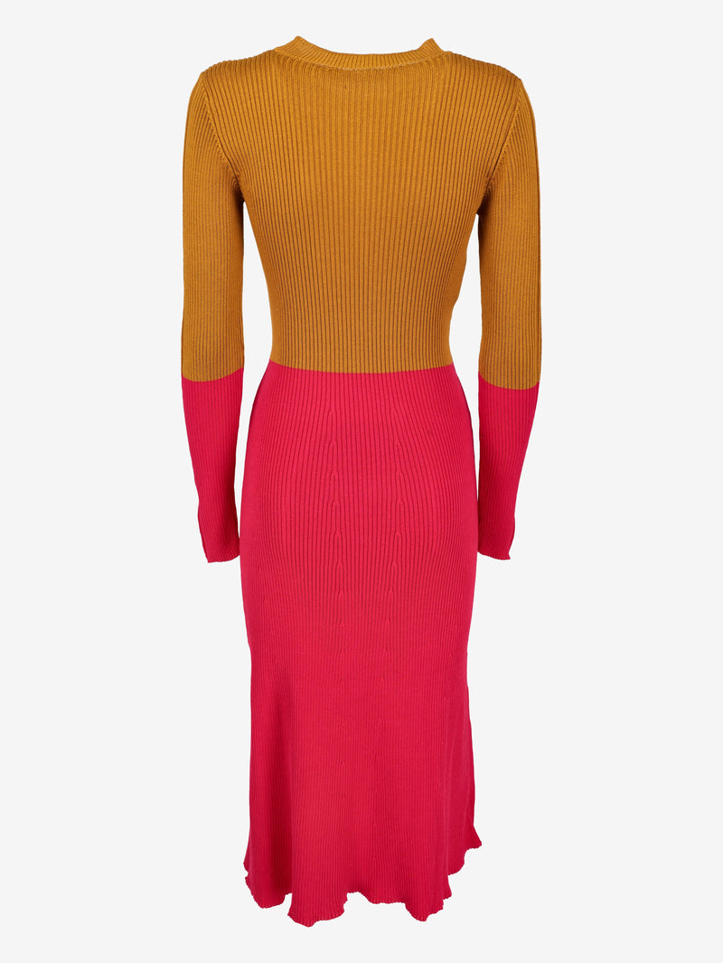 Vintage Long Knitted Dress with Color-Block Design W7426.42  Vintage 