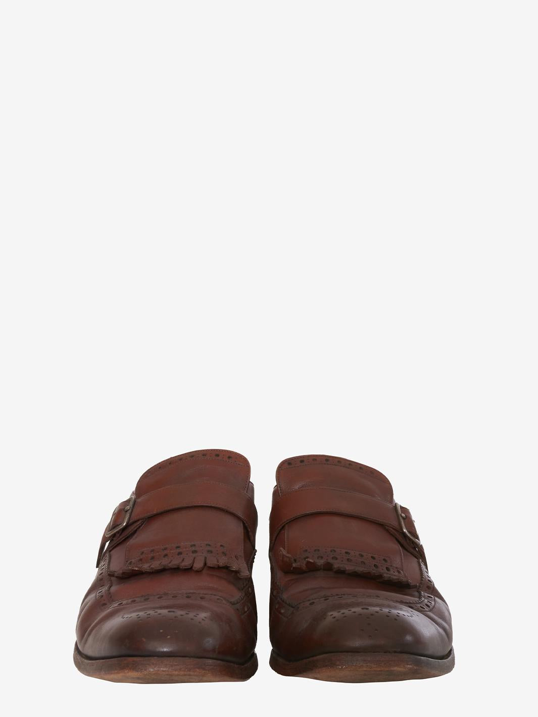 Prada Oxford Brogue Brown Leather Shoe WCV1602233  Prada 