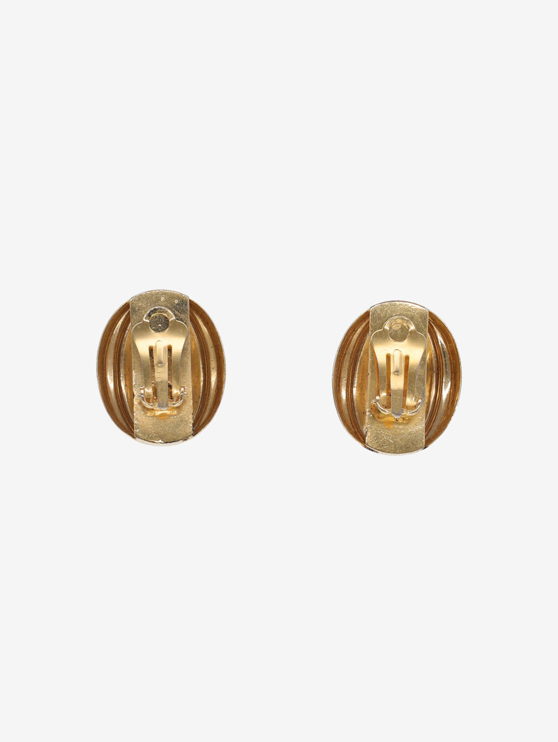Vintage Concave Elongated Clip-On Earrings W13426.41  Vintage 