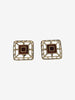 Vintage Square Clip-On Earrings with Amber Center W13426.52  Vintage 
