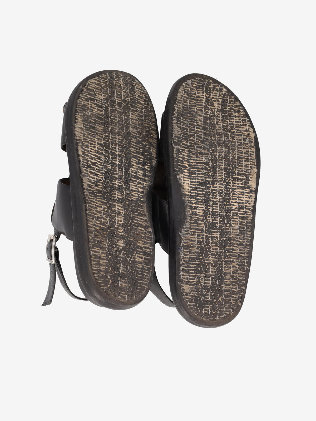 Marni Fringe Fussbett Sandal in Black Leather MU260321.49  Marni 