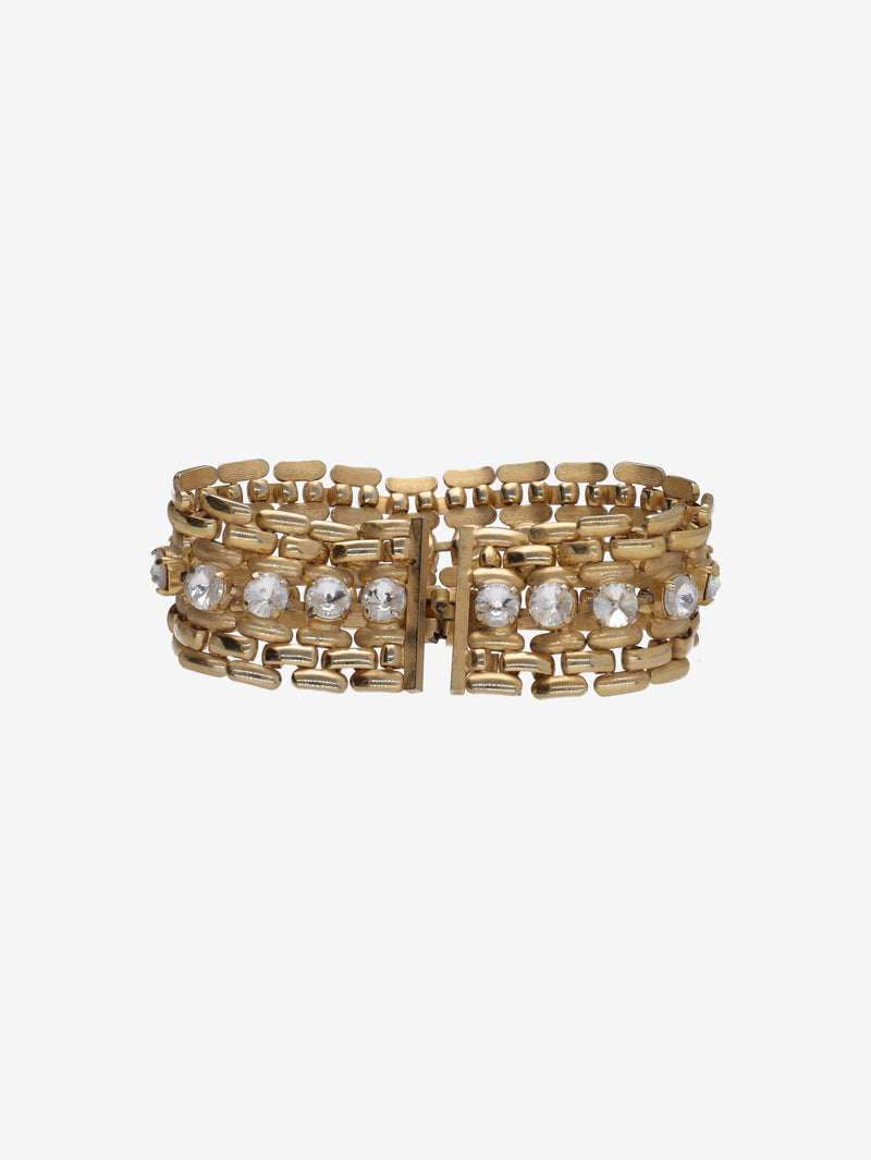 Vintage Thick Chain Bracelet with Linear Gemstone Detail W13426.59  Vintage 
