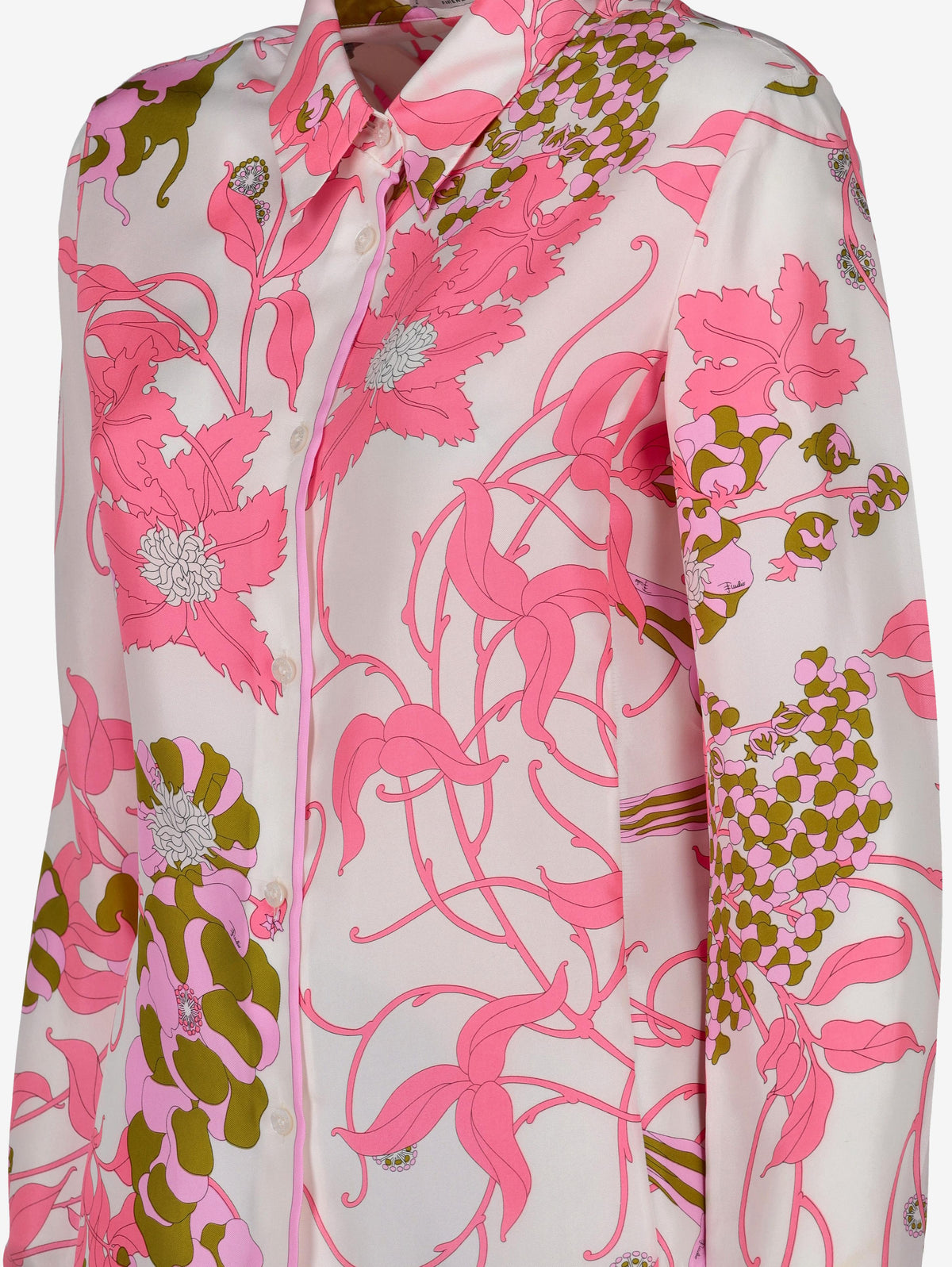 Emilio Pucci Silk Shirt with Multicolored Flower Motif W7426.8  Pucci 