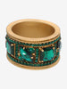 Gianfranco Ferré Gold Maxi Bracelet With Green Rhinestones