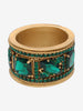 Gianfranco Ferré Gold Maxi Bracelet With Green Rhinestones