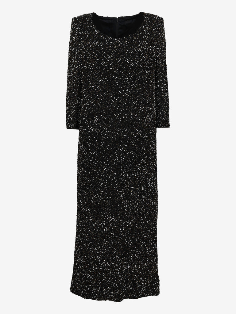 Vintage Beaded Midi Dress with Padded Shoulders W130426_1  Vintage 